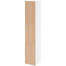 Armoire à casiers verrouillables Topas Line, 6 hauteurs de classeurs, 3 compartiments, serrure à combinaison, L 400 x P 420 x H 2156 mm, blanc/chêne
