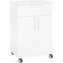 Armoire à catering mobile avec portes battantes, l. 650 x P 500 x H 1000 mm, blanc