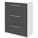 Armoire à dossiers suspendus BARI, 3 tiroirs, verrouillage central, l. 819 x P 430 x H 1117 mm, blanc/anthracite