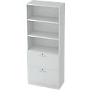 Armoire à dossiers suspendus JENA, 5 HC, l. 800 mm, 2 tiroirs, verrouillable, gris clair