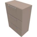 Armoire à dossiers suspendus SOLUS PLAY, 3 hauteurs de classeurs, l. 800 x P 440 x H 1122 mm, gris pierre