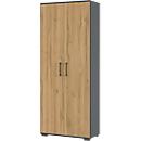 Armoire à double porte Profi 2.0, en bois, 5 compartiments en OH, L 800 x P 400 x H 2000 mm, chêne Grandson/graphite