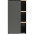 Armoire à étagères Athen, 3 compartiments, 2 tablettes, 1 porte sans poignée, 5 patins, L 610 x P 340 x H 1100 mm, bois, graphite/chêne Navarra