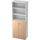 Armoire à étagères TOPAS LINE, 3 HC Étagère/3 HC Portes, blanc/chêne