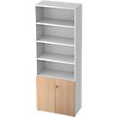 Armoire à étagères TOPAS LINE, 4 HC Étagère/2 HC Portes, blanc/chêne