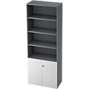 Armoire à étagères TOPAS LINE, 4 HC Étagère/2 HC Portes, graphite/blanc