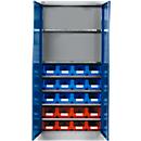 Armoire à fournitures MSI 2409, avec 20 bacs, alu blanc/bleu gentiane