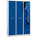 Armoire à linge, 6 compartiments, avec socle, 6 compartiments, avec portes en Z, serrure à cylindre, gris clair/bleu clair