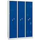 Armoire à linge, 6 compartiments, avec socle, 6 compartiments, avec portes en Z, verrou tournant, gris clair/bleu clair