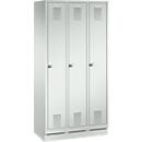 Armoire à linge avec socle, 3 compartiments, serrure à cylindre, gris clair/gris clair