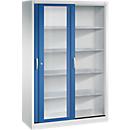 Armoire à outils à portes coulissantes Acurado de C + P, avec fenêtre de visualisation, L 1 200 x P 500 x H 1 950 mm, gris clair/bleu gentiane
