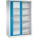 Armoire à outils à portes coulissantes Acurado de C + P, avec fenêtre de visualisation, L 1 200 x P 600 x H 1 950 mm, gris clair/bleu clair