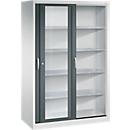 Armoire à outils à portes coulissantes Acurado de C + P, avec fenêtre de visualisation, L 1 200 x P 600 x H 1 950 mm, gris clair/gris anthracite