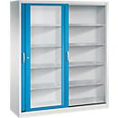 Armoire à outils à portes coulissantes Acurado de C + P, avec fenêtre de visualisation, L 1600 x P 500 x H 1950 mm, gris clair/bleu clair