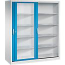 Armoire à outils à portes coulissantes Acurado de C + P, avec fenêtre de visualisation, L 1600 x P 600 x H 1950 mm, gris clair/bleu clair