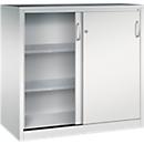 Armoire à outils à portes coulissantes Acurado de C + P, L 1 200 x P 600 x H 1 200 mm, charge admissible par tablette : 70 kg, acier, gris clair