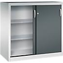 Armoire à outils à portes coulissantes Acurado de C + P, L 1 200 x P 600 x H 1 200 mm, charge maximale par étagère : 70 kg, acier, gris clair/gris anthracite
