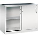 Armoire à outils à portes coulissantes Acurado de C + P, L 1200 x P 600 x H 1000 mm, charge maximale par étagère : 70 kg, acier, gris clair