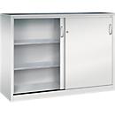 Armoire à outils à portes coulissantes Acurado de C + P, L 1600 x P 500 x H 1200 mm, charge maximale par tablette : 70 kg, acier, gris clair
