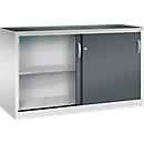 Armoire à outils à portes coulissantes Acurado de C + P, L 1600 x P 600 x H 1000 mm, charge maximale par étagère : 70 kg, acier, gris clair/gris anthracite