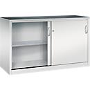 Armoire à outils à portes coulissantes Acurado de C + P, L 1600 x P 600 x H 1000 mm, charge maximale par étagère : 70 kg, acier, gris clair