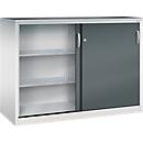 Armoire à outils à portes coulissantes Acurado de C + P, L 1600 x P 600 x H 1200 mm, charge maximale par tablette : 70 kg, acier, gris clair/gris anthracite