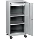 Armoire à outils à roulettes, porte à charnières, 2 étagères, 1 tiroir, L 500 x P 500 x H 1000 mm, verrouillable, aluminium blanc