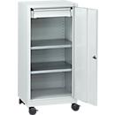Armoire à outils à roulettes, porte à charnières, 2 étagères, 1 tiroir, L 500 x P 500 x H 1000 mm, verrouillable, gris clair 