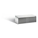 Armoire à plans en acier, pour tous les formats jusqu'à A1, 5 tiroirs, gris clair/gris clair