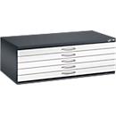 Armoire à plans en acier, pour tous les formats jusqu'à A1, 5 tiroirs, gris-noir/blanc trafic