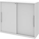 Armoire à porte coulissante BARI, 4 tablettes, serrure, avec cloison médiane, l. 1200 x P 430 x H 1117 mm, blanc