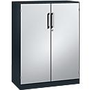 Armoire à portes battantes ASISTO C 3000, 3 hauteurs de classeurs, l. 1000 mm, anthracite/argent alu