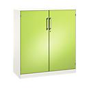 Armoire à portes battantes ASISTO C 3000, 3 hauteurs de classeurs, l. 1200 mm, blanc/jaune-vert
