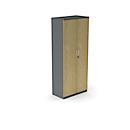 Armoire à portes battantes BEXXSTAR, 5 hauteurs de classeurs, portes en bois, H 1895 mm, gris foncé/chêne