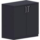 Armoire à portes battantes BEXXSTAR, en bois, 2 hauteurs de classeur, l. 800 x P 445 x H 825 mm, noir