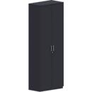 Armoire à portes battantes BEXXSTAR, en bois, 6 hauteurs de classeur, l. 800 x P 445 x H 2225 mm, noir