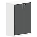 Armoire à portes battantes NEVADA - en bois - l. 800 x P 445 x H 1155 mm - 3 HC - blanc et gris foncé