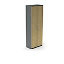 Armoire à portes battantes NEVADA - en bois - l. 800 x P 445 x H 2225 mm - 6 HC - gris foncé/chêne