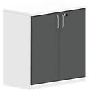 Armoire à portes battantes NEVADA - en bois - l. 800 x P 445 x H 825 mm - 2 HC - blanc et gris foncé