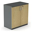 Armoire à portes battantes NEVADA - en bois - l. 800 x P 445 x H 825 mm - 2 HC - gris foncé et chêne
