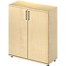 Armoire à portes battantes TETRIS WOOD – l. 1000 x P 421 x H 1160 mm (hauteur patins inclus) - 3 HC - décor érable - notre marque Schäfer Shop Genius