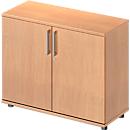 Armoire à portes battantes TETRIS WOOD - l. 1000 x P 421 x H 800 mm (hauteur patins inclus) - 2 HC - décor hêtre - notre marque Schäfer Shop Genius
