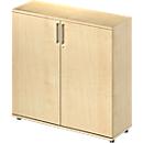 Armoire à portes battantes TETRIS WOOD – l. 1200 x P 421 x H 1160 mm (hauteur patins inclus) - 3 HC - décor érable - notre marque Schäfer Shop Genius