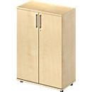 Armoire à portes battantes TETRIS WOOD – l. 800 x P 421 x H 1160 mm (hauteur patins inclus) - 3 HC - décor érable - notre marque Schäfer Shop Genius
