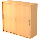 Armoire à portes coulissantes, 3 HC, l. 1200 x P 400 x H 1100 mm, coloris hêtre