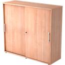 Armoire à portes coulissantes, 3 HC, l. 1200 x P 400 x H 1100 mm, coloris noyer