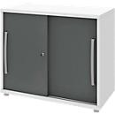 Armoire à portes coulissantes BARI, 1 étagère, serrure, l. 800 x P 430 x H 720 mm, blanc/anthracite