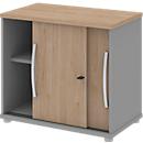 Armoire à portes coulissantes BARI, 1 étagère, serrure, l. 800 x P 430 x H 720 mm, coloris chêne/gris moyen