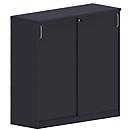 Armoire à portes coulissantes BEXXSTAR portes en bois, 3 hauteurs de classeur, l. 1200 x P 420 x H 1155 mm, noir