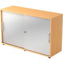 Armoire à portes coulissantes JENA, 2 HC, face argent, l. 1200 x P 400 x H 748 mm, coloris hêtre